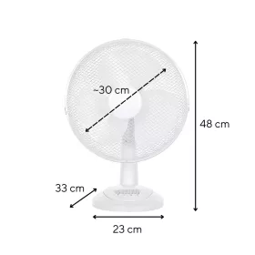 Asztali ventilátor 40 W - 30 cm lapátátmérő, 3 fokozat, oszcilláló, fehér