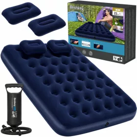   BESTWAY Kétszemélyes Velúr Felfújható Matrac Pumpával, 2 Párnával 203×152x22 cm