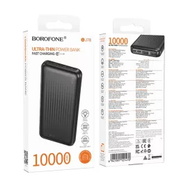 Clever Power Bank 10000 mAh Két USB Kimenet, USB-C, Fekete