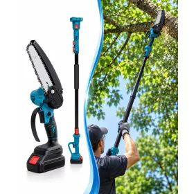 Akkus láncfűrész szett kefementes motor magassági hosszabbítóval, 6”/8”, 2 akku