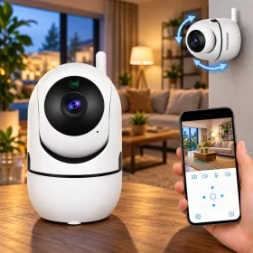   Forgatható WiFi IP Kamera / Bébior HD Kép, Éjjellátó, Kétirányú Hang, Mozgásérzé
