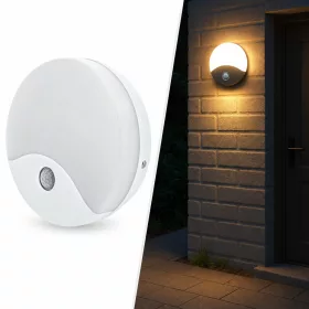   LED Fali Lámpa Mozgásérzékelővel 18W, 1260 lm, 4000K, IP44, 180° Szenzor, Fehér