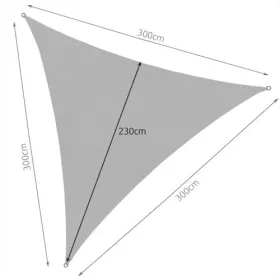   Háromszög napvitorla 3x3x3 m - szürke, vízálló, UV-álló, kültéri árnyékoló