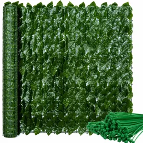 Mű Borostyán Belátásgátló Sövény 300 × 50 cm, kábelkötegelővel, 6 Paneles, Zöld