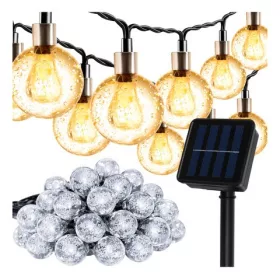   Szolár LED fényfüzér 50 gömbbel, meleg fehér, 7 m, 8 világítási mód