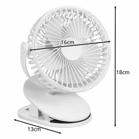   Vezeték nélküli mini ventilátor csiptetővel, USB-C, 1200 mAh, fehér