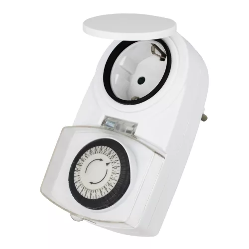 Mechanikus napi időkapcsoló, 24 órás programozás, 16A, 3500W, IP44