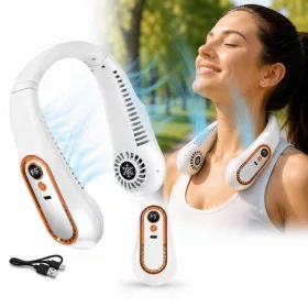   Nyakba akasztható vezeték nélküli ventilátor, USB-C, 5 fokozat, LED kijelzo