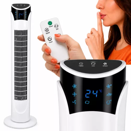 Oszlopventilátor 83 cm - távirányítóval, LED kijelzővel, 45 W, időzítővel
