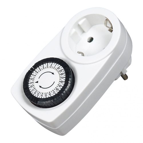 Mechanikus napi időkapcsoló, 24 órás programozás, 3500W, 230V, gyermekvédelemmel