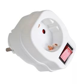   1 utas adapter + kapcsoló, fehér / 1 way adapter with switch, white