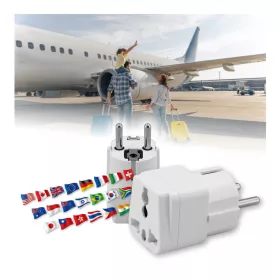   Univerzális utazó travel adapter, 10A, 250V, Schuko csatlakozóval