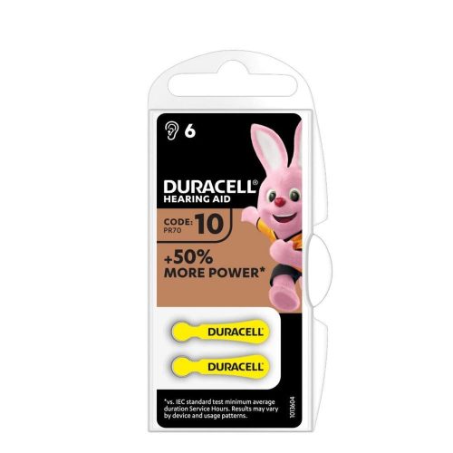 Duracell Hearing Aid Battery DA10 0%Hg (1.45V) B6