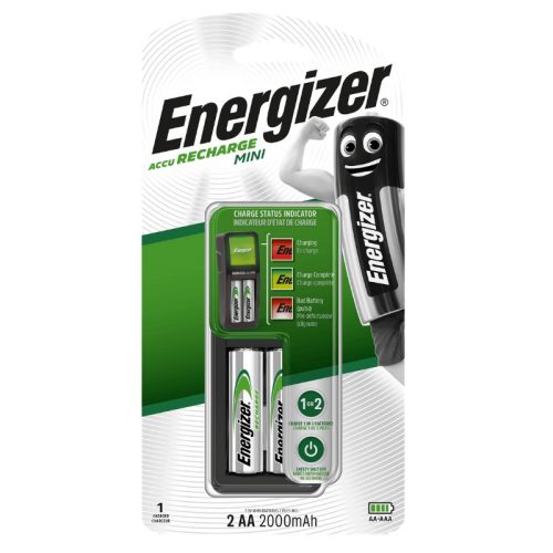  Energizer Battery Charger MINI + 2pcs 2000mAh R2U AA
