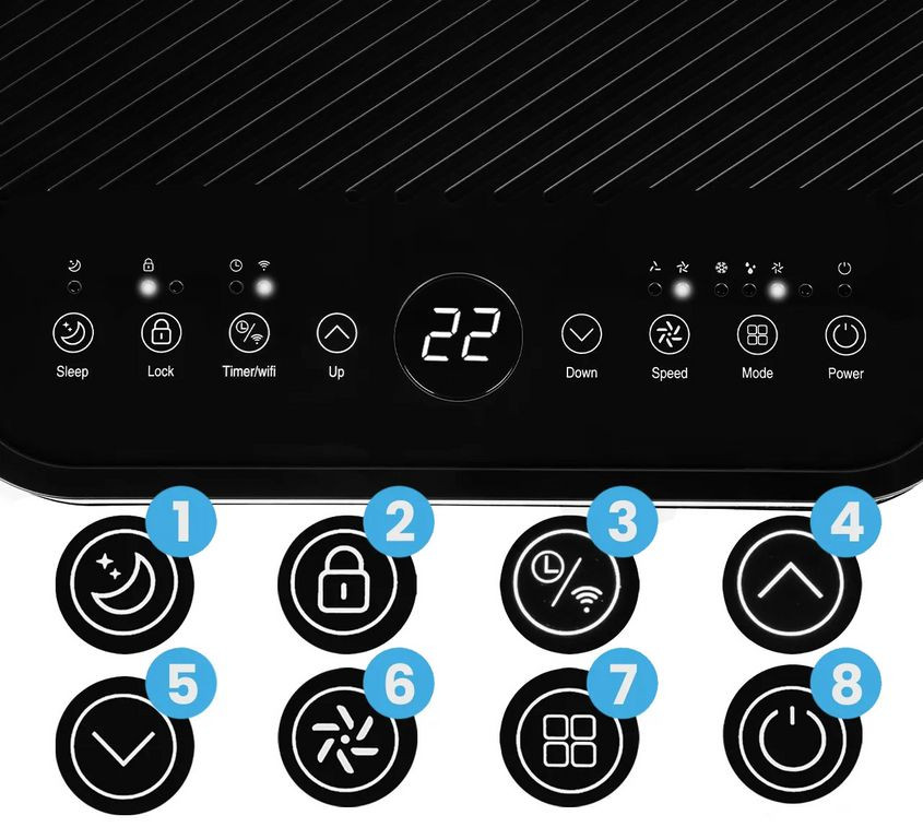 Dotykový panel mobilnej klimatizácie