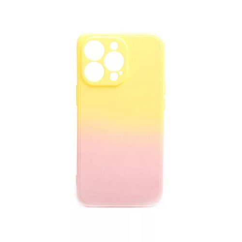 Színátmenetes sárga-rózsaszín gumis TPU tok iPhone 13 Pro TJ