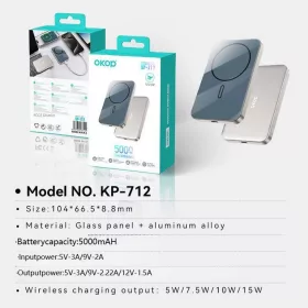   15W Mágneses Vezeték Nélküli Powerbank 5000 mAh, Ultra-vékony Alumínium, Gyors