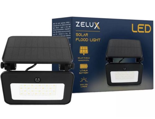 Zelux Led napelemes akkumulátoros reflektor, 1000lm,  CCT (3000K-4000K-6500K)