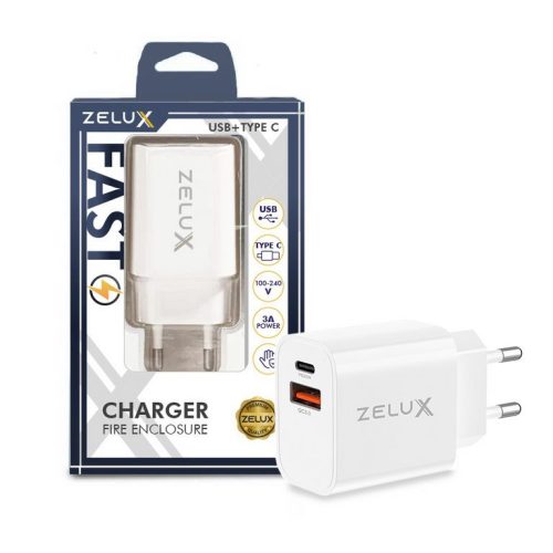 Zelux adapter gyorstöltő PD20 DUAL USB, TypeC