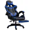 Zelux gamer szék öko-bőr borítással, lábtartóval, karfáfal, fekete-kék