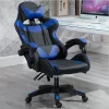 Zelux gamer szék öko-bőr borítással, lábtartóval, karfáfal, fekete-kék