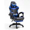 Zelux gamer szék öko-bőr borítással, lábtartóval, karfáfal, fekete-kék