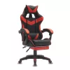 Zelux gamer szék öko-bőr borítással, lábtartóval, karfáfal fekete-piros