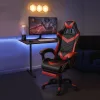 Zelux gamer szék öko-bőr borítással, lábtartóval, karfáfal fekete-piros