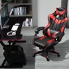 Zelux gamer szék öko-bőr borítással, lábtartóval, karfáfal fekete-piros