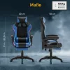 Zelux RGB LED-es gamer szék párnával, karfával kék-fekete színben