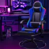 Zelux RGB LED-es gamer szék párnával, karfával kék-fekete színben