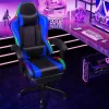 Zelux RGB LED-es gamer szék párnával, karfával kék-fekete színben