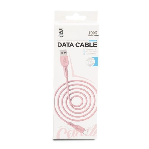 Yourz töltő és adatkábel 100cm typeC Pink