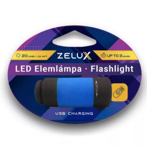 Zelux Led USB rechargeable Flashlight 0.5W Blue