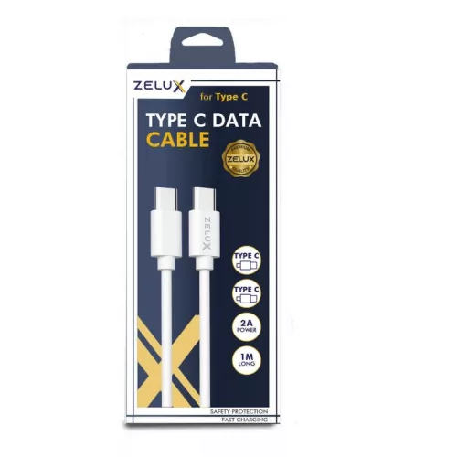 Zelux charger and data cable 100 cm type C-C white