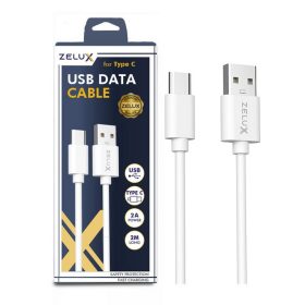 Zelux charger and data cable 200 cm Type C white