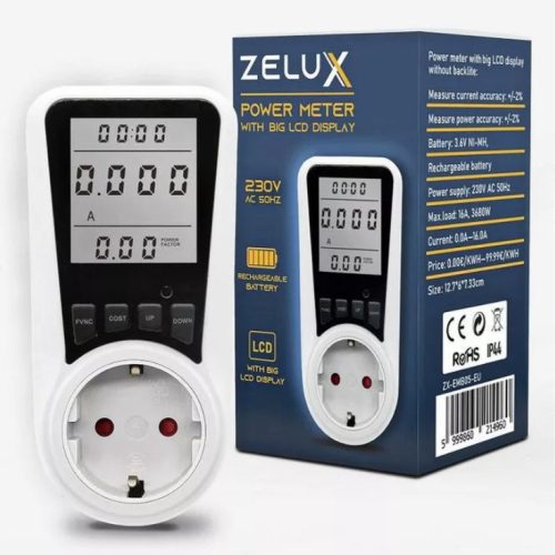 Zelux digital consumption meter with cost calculation function and LCD display