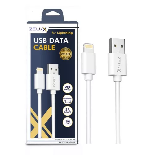 Zelux charger and data cable 100 cm lightning white