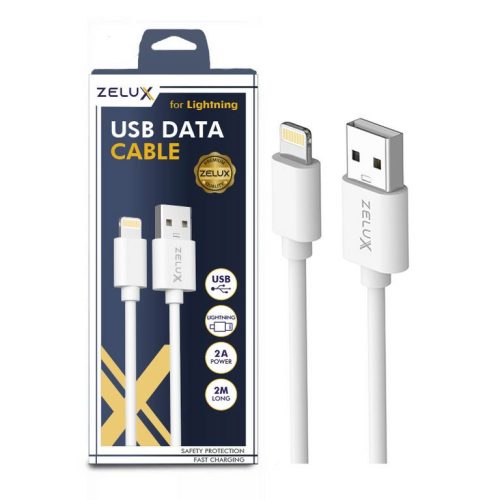 Zelux charger and data cable 200 cm lightning white