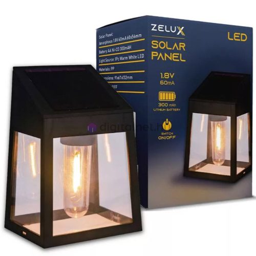 Zelux solar lamp with LED decor bulb