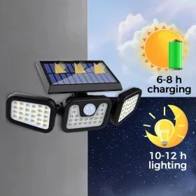  Zelux solar wall outdoor lamp with motion sensor and 3 lighting units