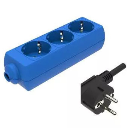 Zelux Extension Cord 3x16A Socket 1,5m, BLUE