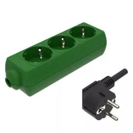 Zelux Extension Cord 3x16A Socket 1,5m, GREEN