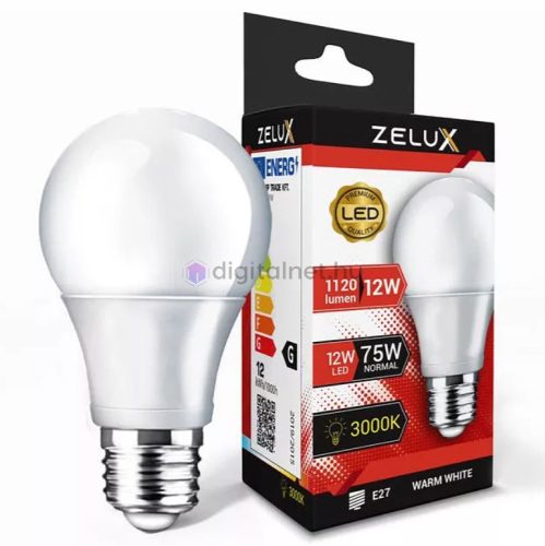 Zelux Led Globe Bulb A60 12W E27 3000K