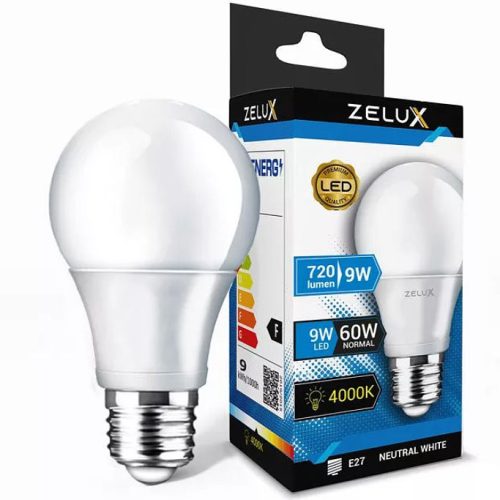 Zelux Led Globe A60 9W E27 4000K Globe Bulb