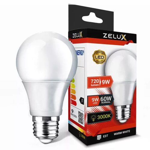 Zelux Led Globe A60 9W E27 3000K Globe Bulb