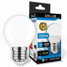 Zelux Led Mini Globe Bulb G45 6W E27 4000K