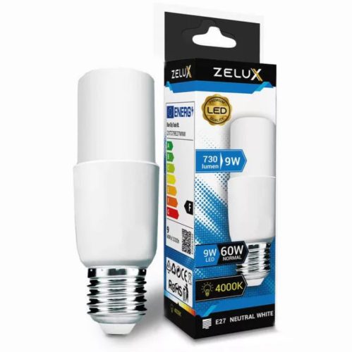  Zelux Led Bright Stick Bulb E27 9W T37 4000K